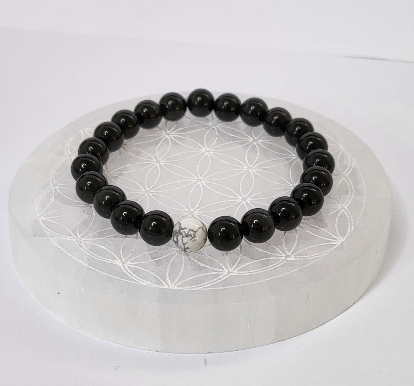 Bracelets de distance Obsidienne Noire et Howlite