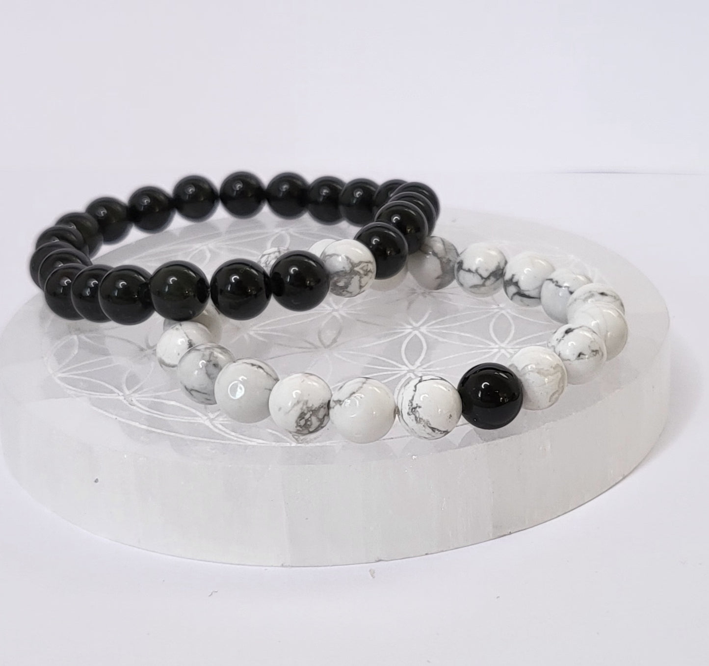 Bracelets de distance Obsidienne Noire et Howlite